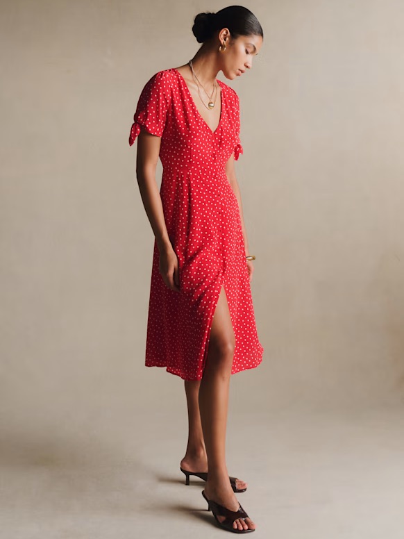 Szane Red Polka Dot Midi Dress